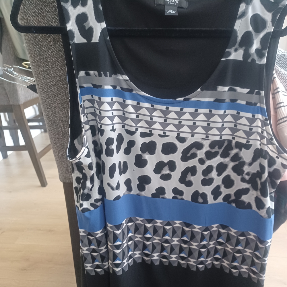 Alfani Black and Blue Geometric Tank Top